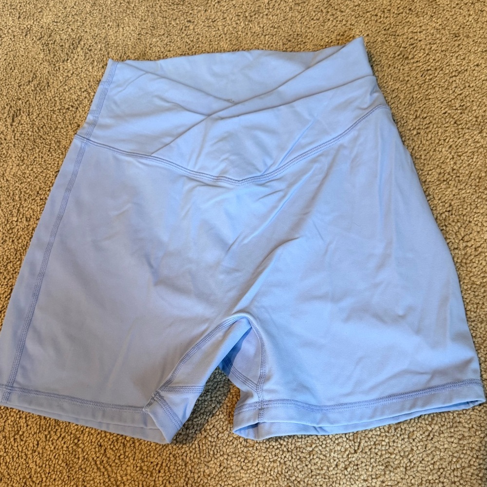 BuffBunny Light Blue High-Rise Bike Shorts